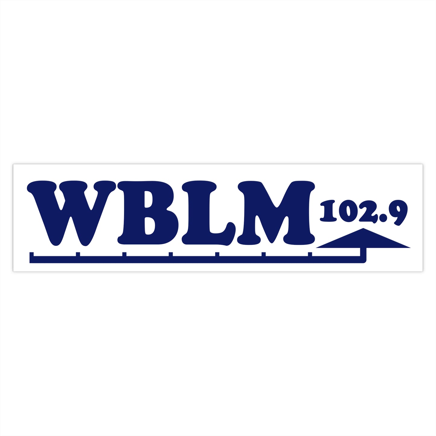 WBLM 102.9 Bumper Sticker - Retro Radio Station Car Decal (Blue on White)