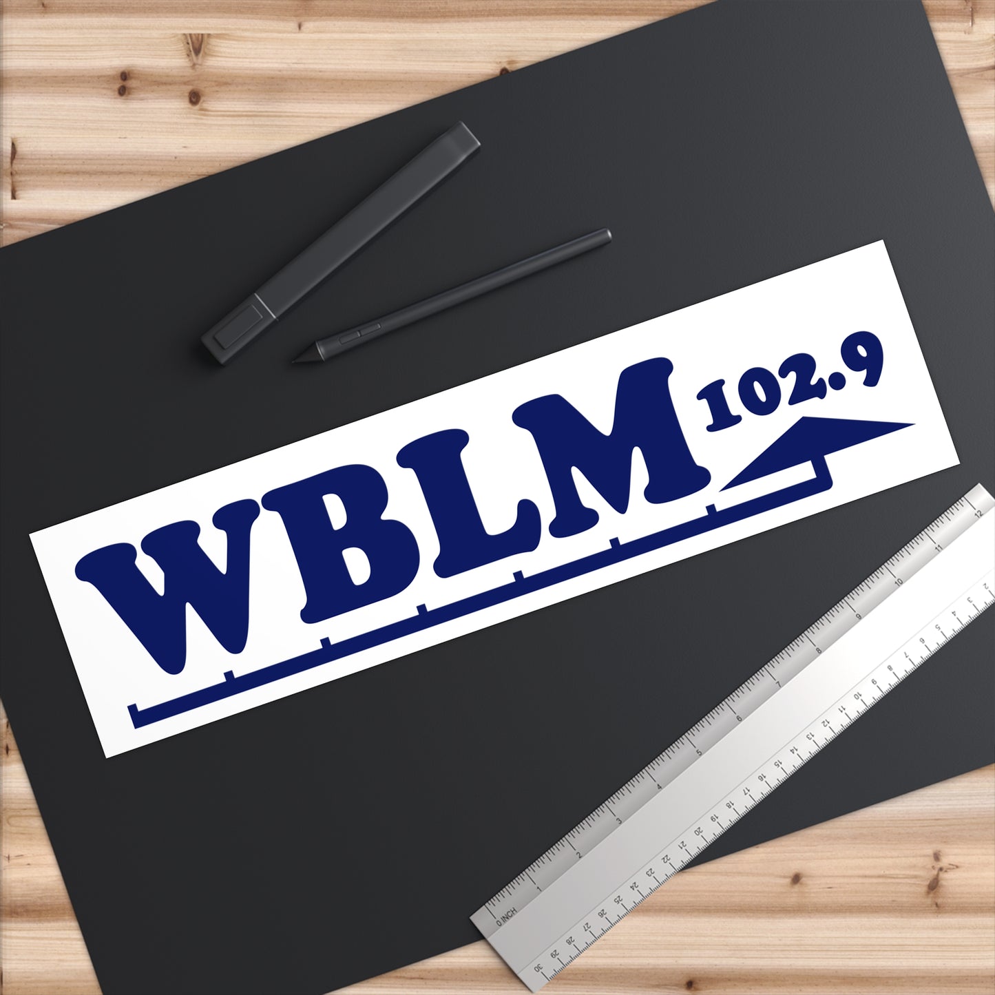 WBLM 102.9 Bumper Sticker - Retro Radio Station Car Decal (Blue on White)