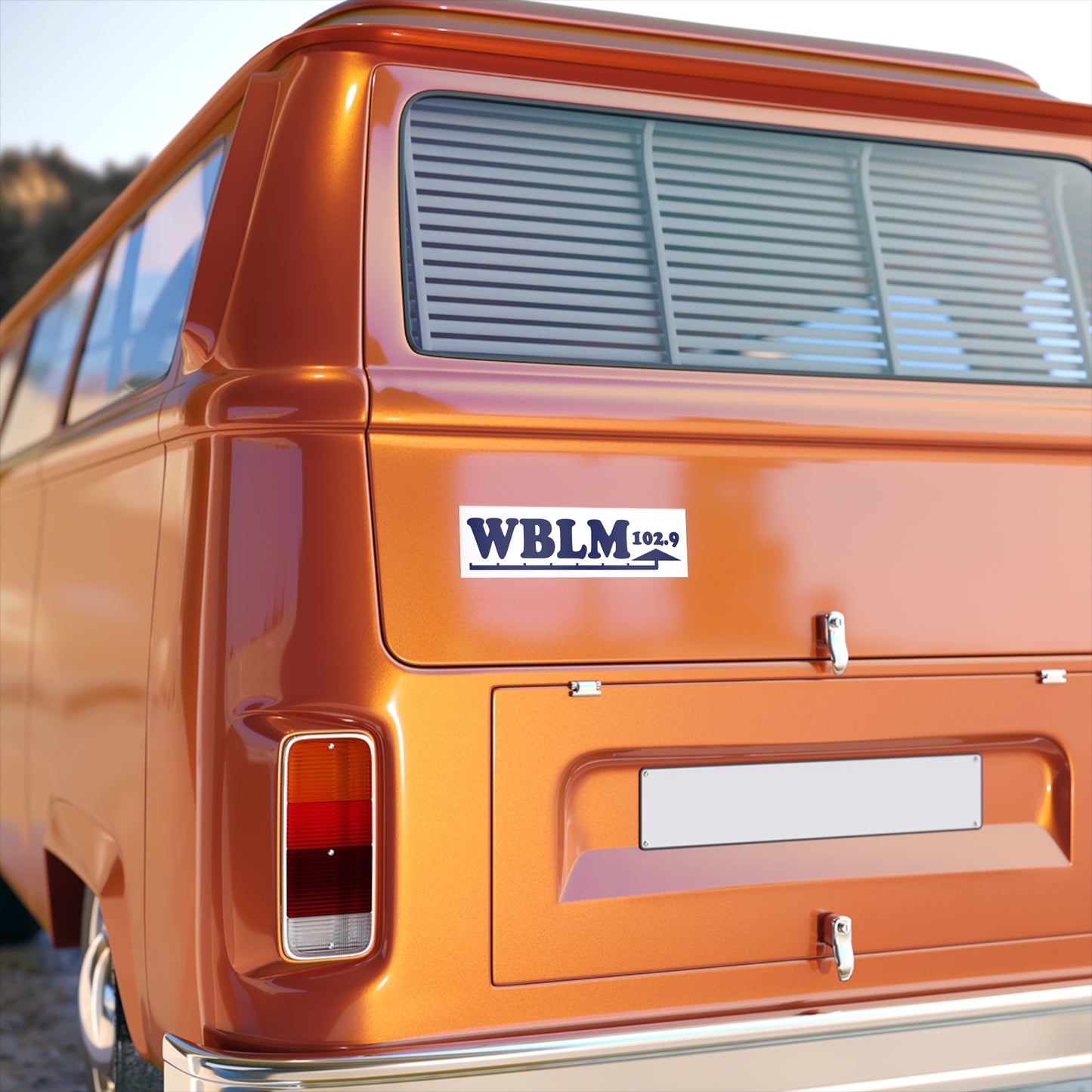 WBLM 102.9 Bumper Sticker - Retro Radio Station Car Decal (Blue on White)