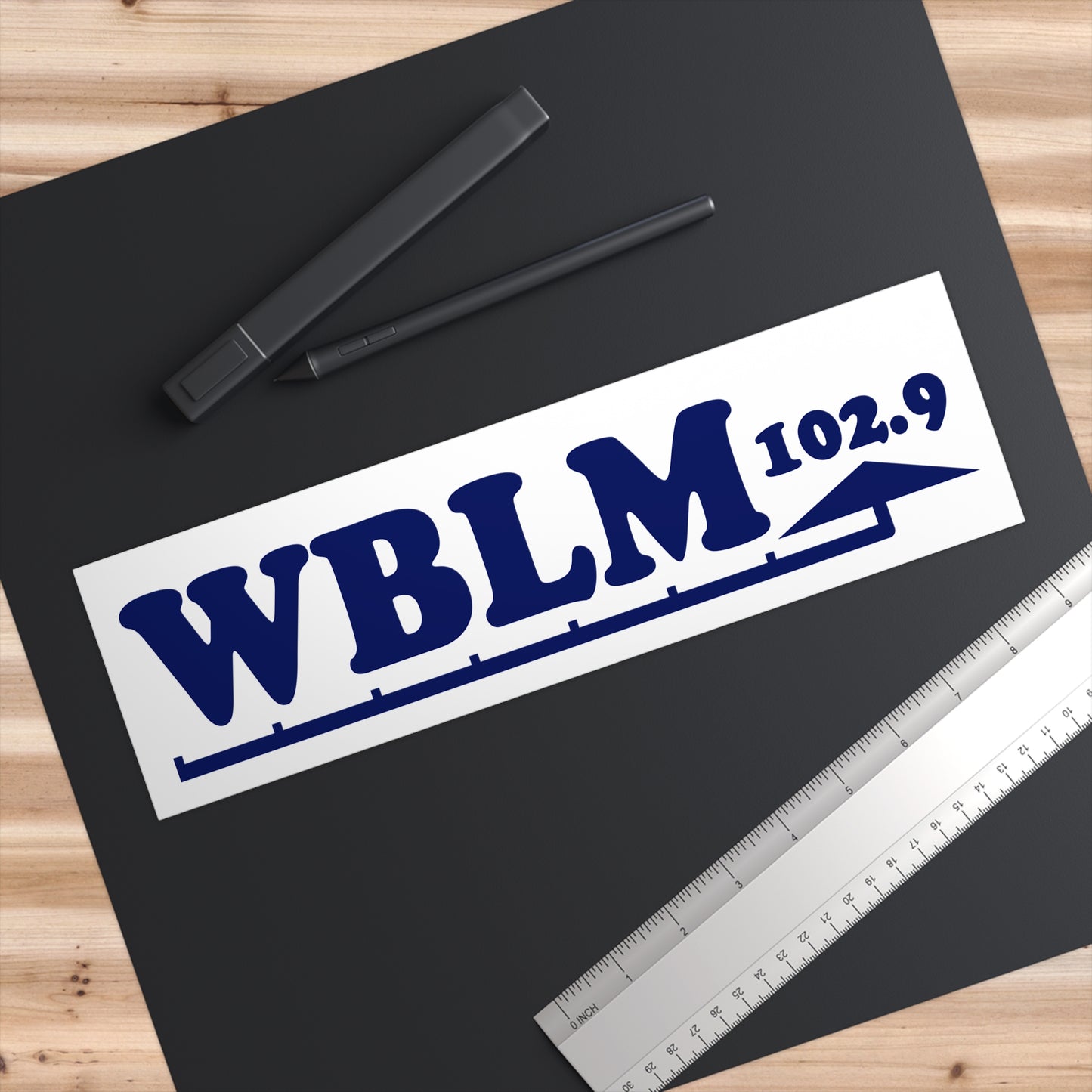 WBLM 102.9 Bumper Sticker - Retro Radio Station Car Decal (Blue on White)
