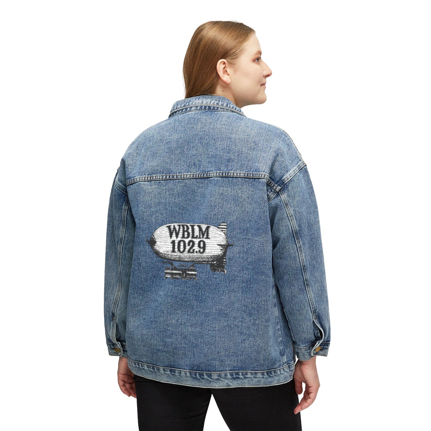 Women's Denim Jacket — Vintage WBLM 102.9 Blimp Logo Jacket
