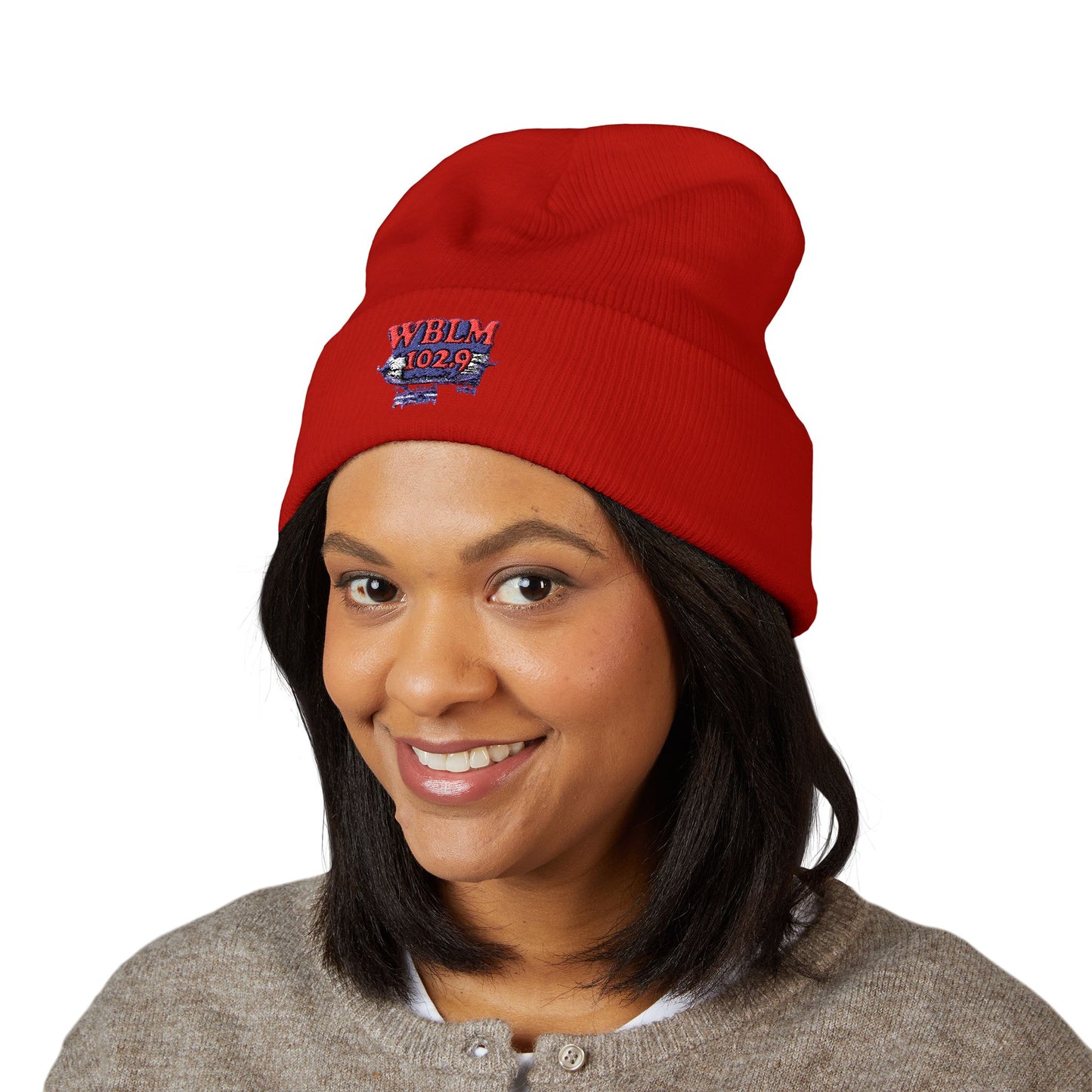 Embroidered WBLM 102.9 Cuffed Beanie — Radio Station Logo Knit Hat