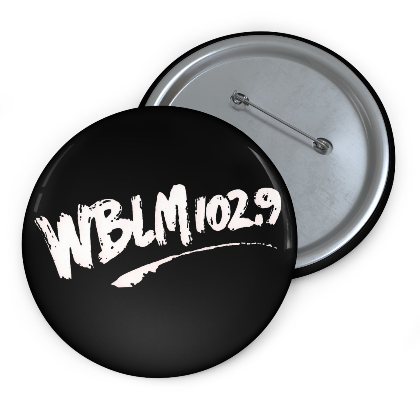 Custom Logo Pin Button — Black Band/Radio Badge (WBLM102 Style)
