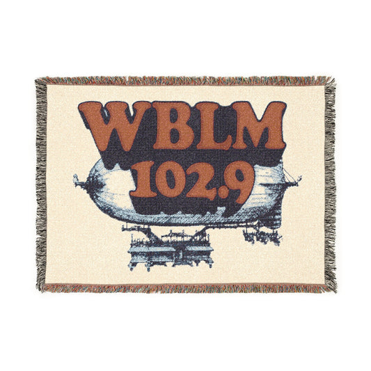 WBLM 102.9 Woven Throw Blanket – Retro Airship Radio Logo