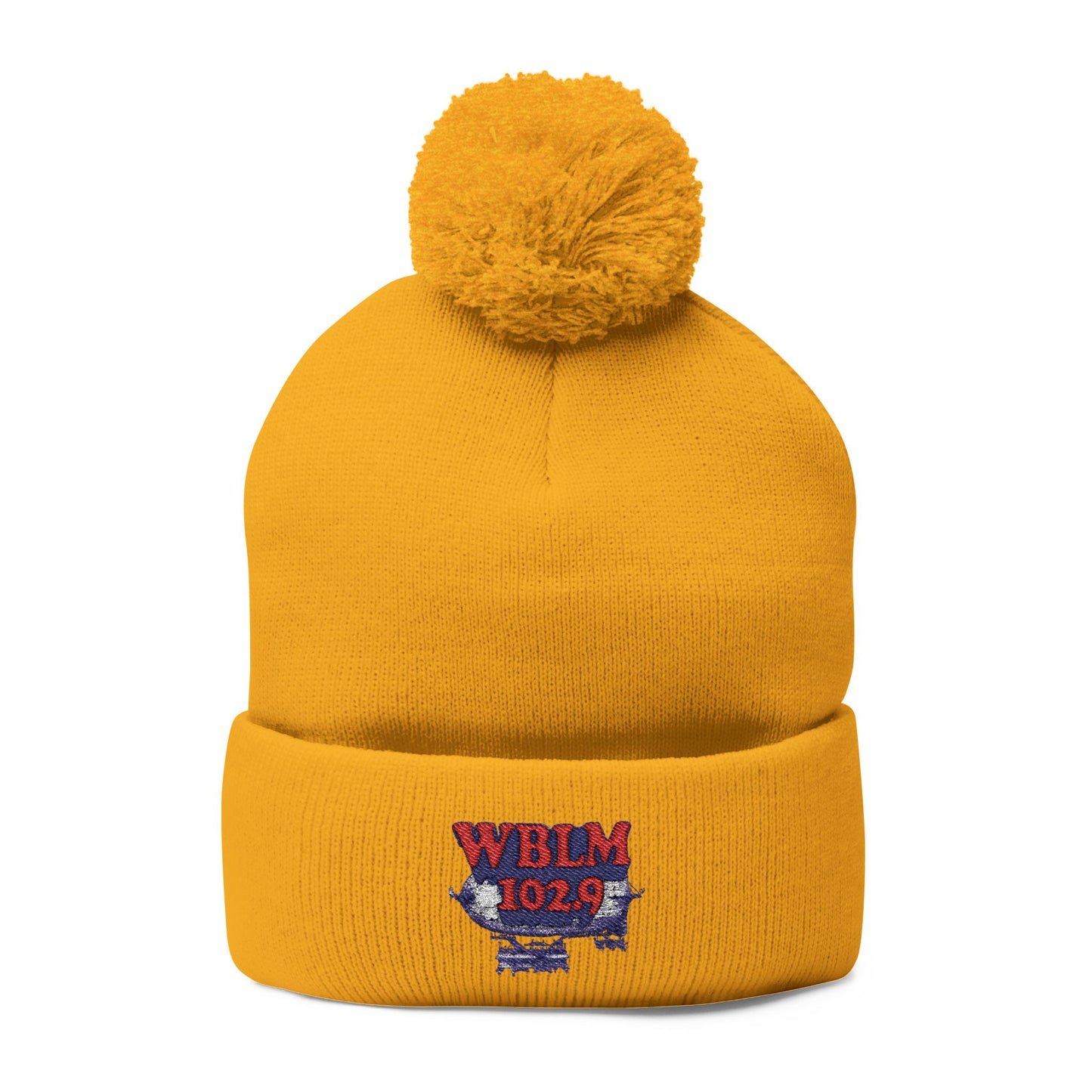 Embroidered Pom-Pom Knit Cap — WBLM 102.9 Radio Logo Beanie