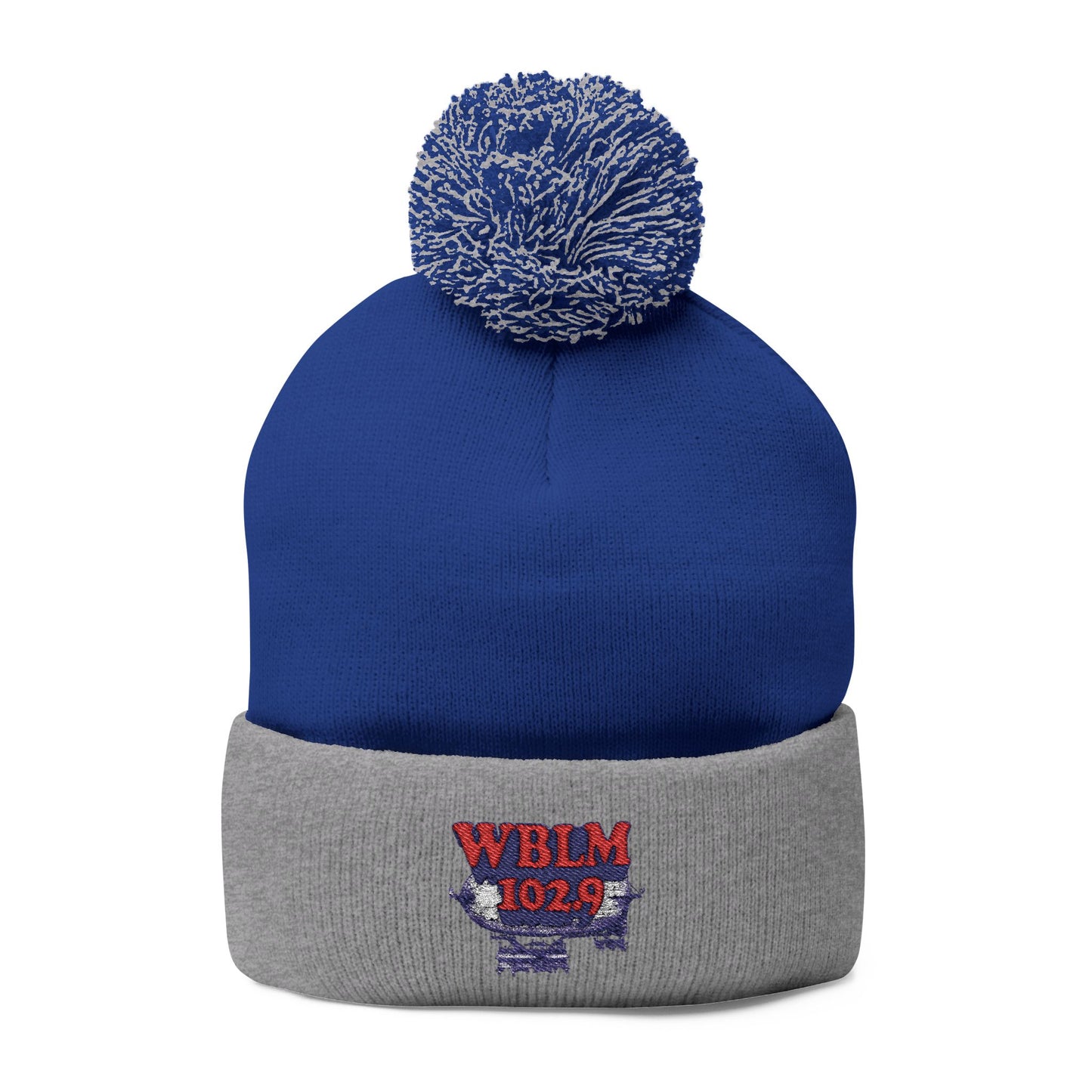 Embroidered Pom-Pom Knit Cap — WBLM 102.9 Radio Logo Beanie