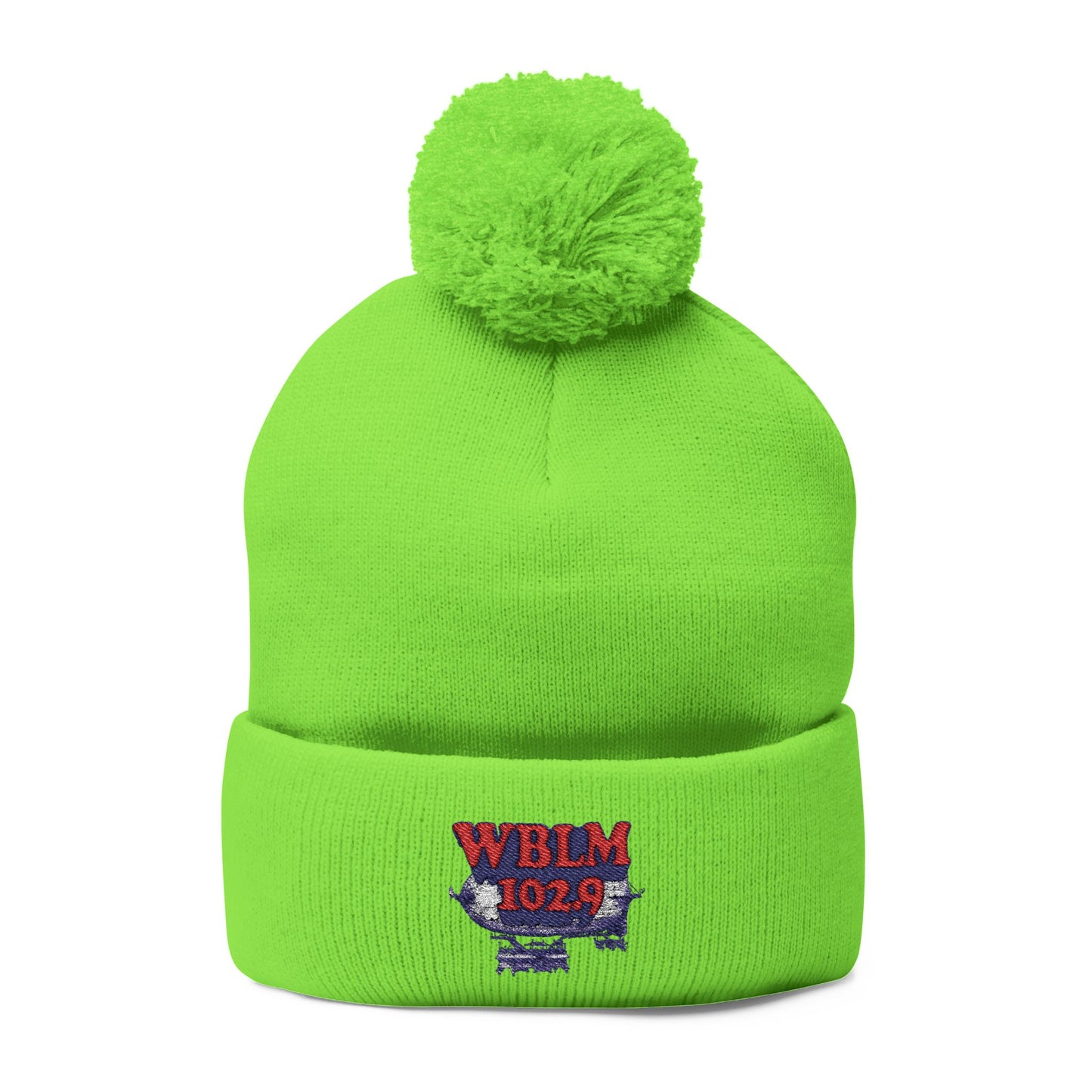 Embroidered Pom-Pom Knit Cap — WBLM 102.9 Radio Logo Beanie