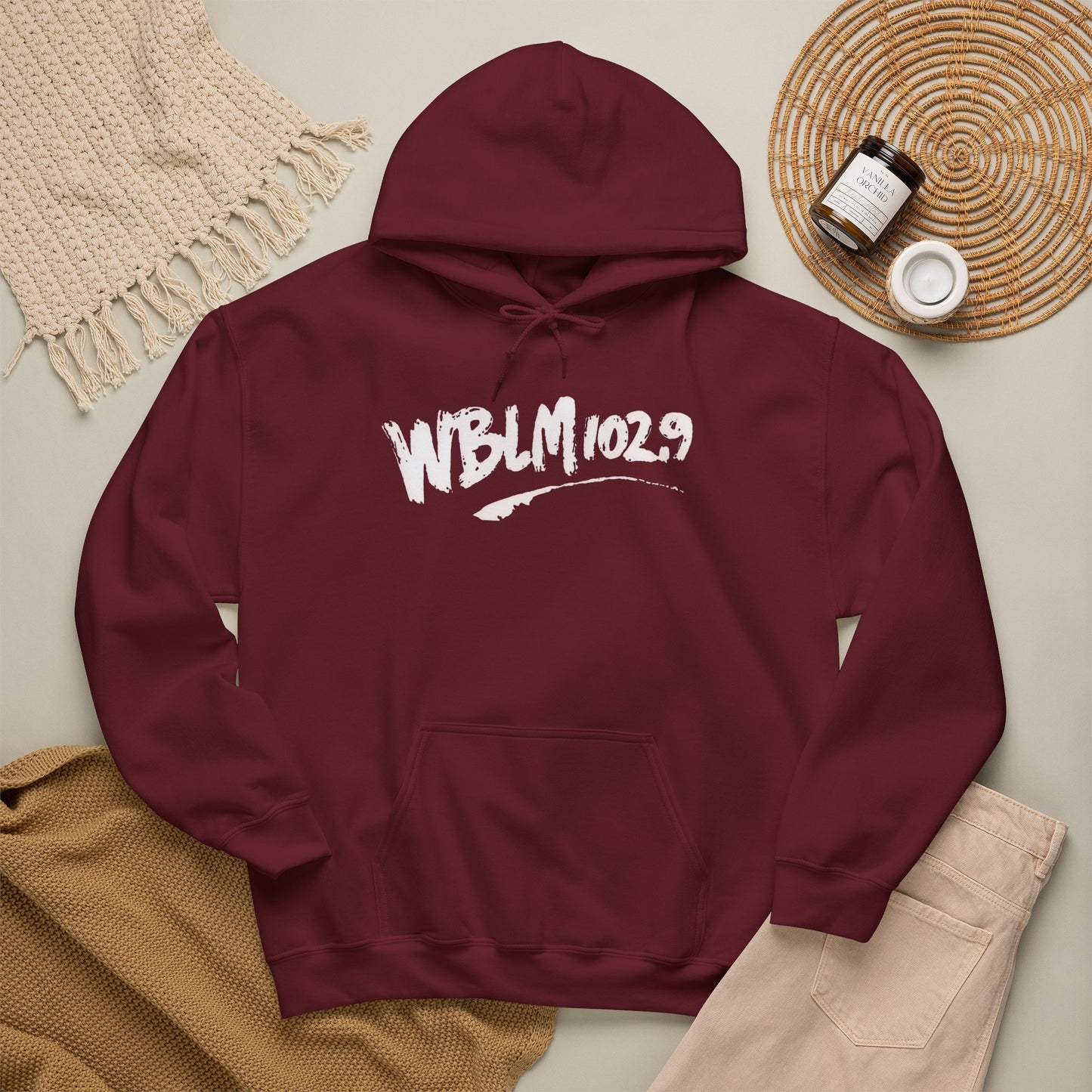 WBLM 102.9 Scrawl Logo Hoodie – Retro Radio Station Sweatshirt