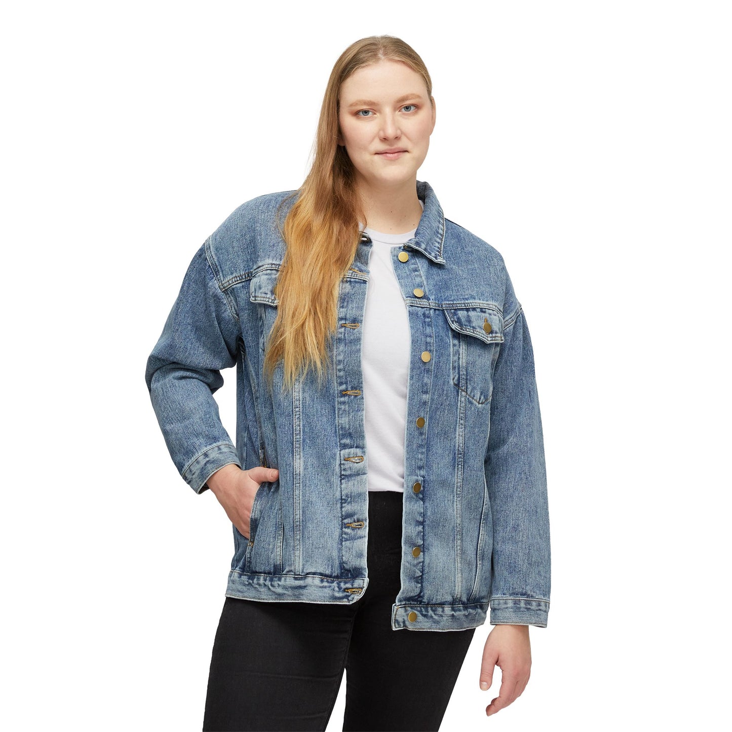 Women's Denim Jacket — Vintage WBLM 102.9 Blimp Logo Jacket