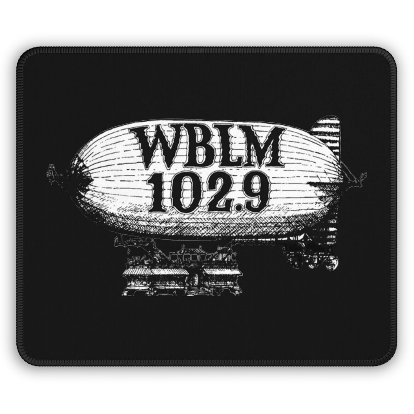 WBLM 102.9 Zeppelin Gaming Mouse Pad — Retro Radio Logo Desk Mat