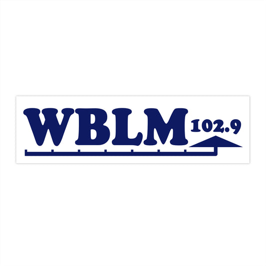 WBLM 102.9 Bumper Sticker - Retro Radio Station Car Decal (Blue on White)