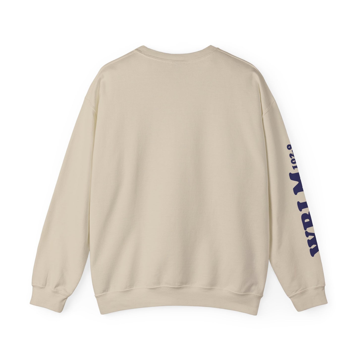 WBLM 102.9 Retro Radio Crewneck Sweatshirt With Radio Dial Sleeve