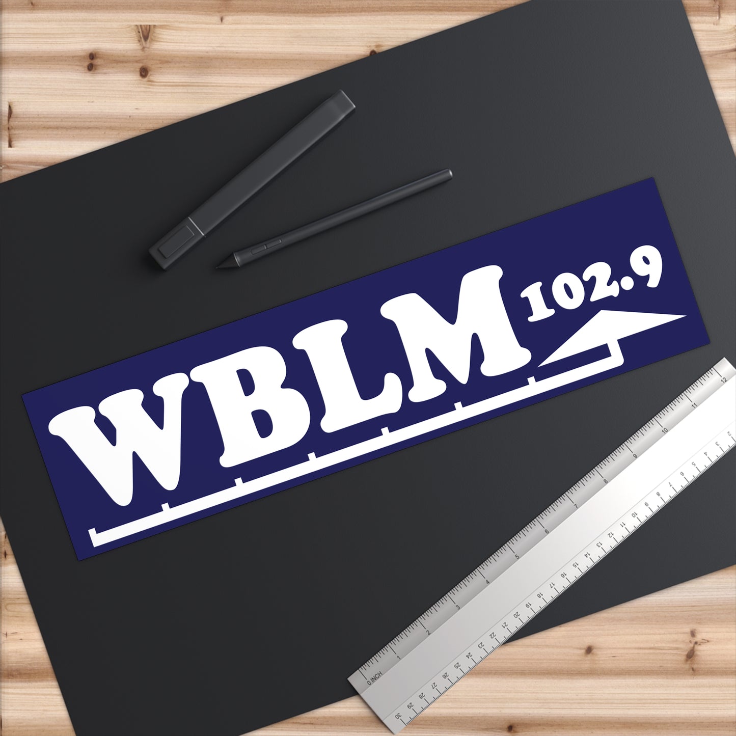 Classic Style WBLM 102.9 Bumper Sticker (White on Blue)