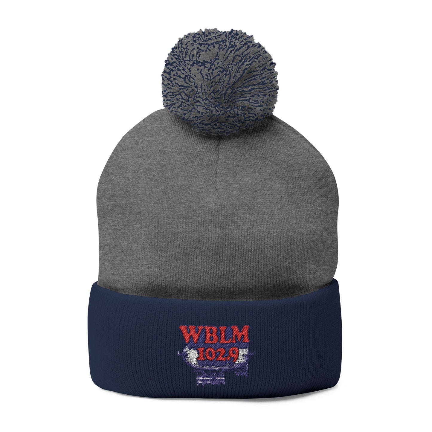 Embroidered Pom-Pom Knit Cap — WBLM 102.9 Radio Logo Beanie