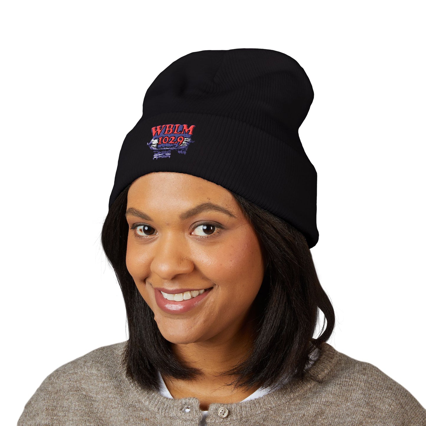 Embroidered WBLM 102.9 Cuffed Beanie — Radio Station Logo Knit Hat