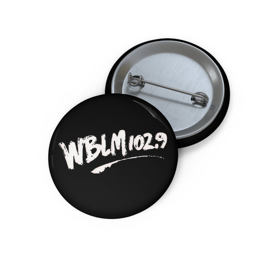 Custom Logo Pin Button — Black Band/Radio Badge (WBLM102 Style)