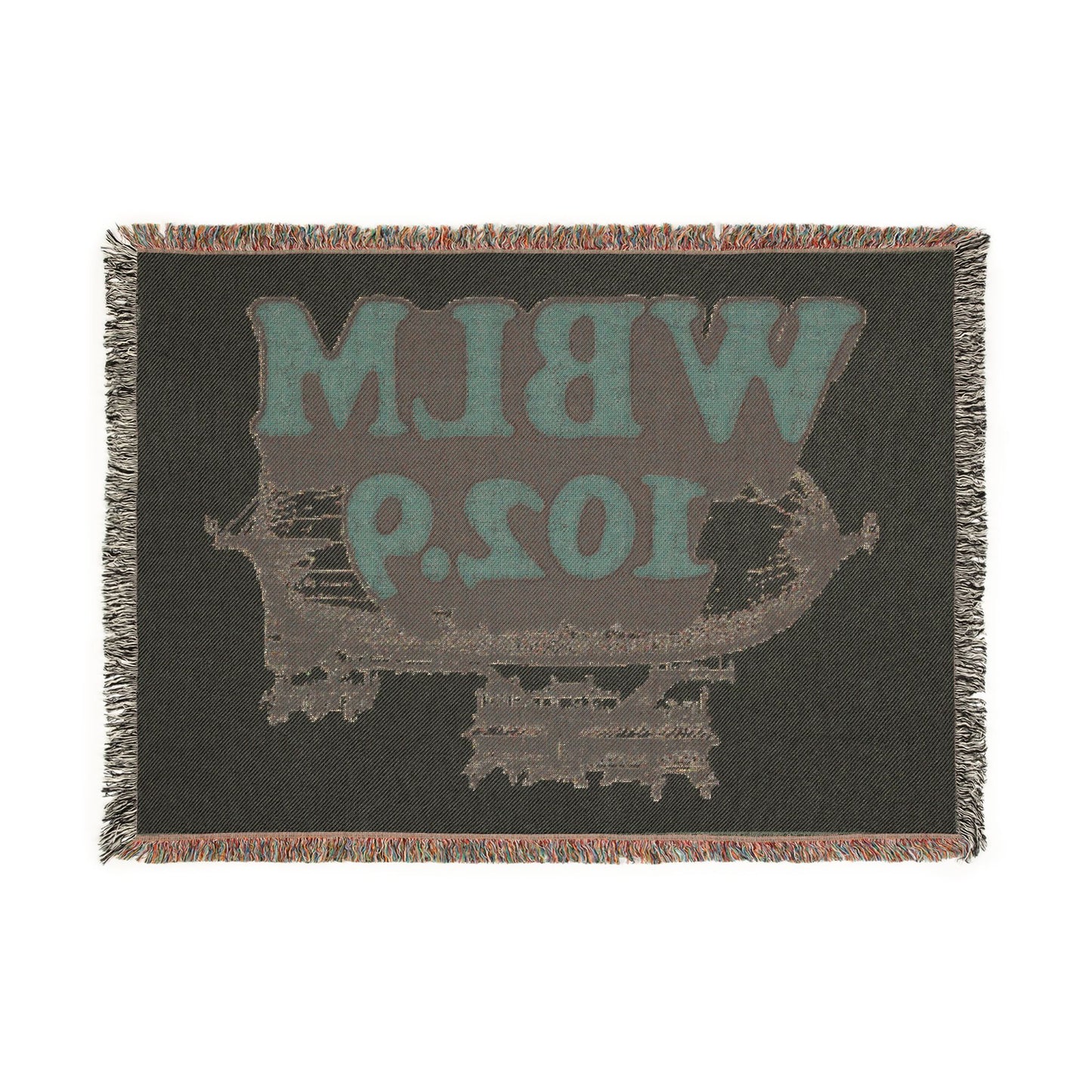 WBLM 102.9 Woven Throw Blanket – Retro Airship Radio Logo