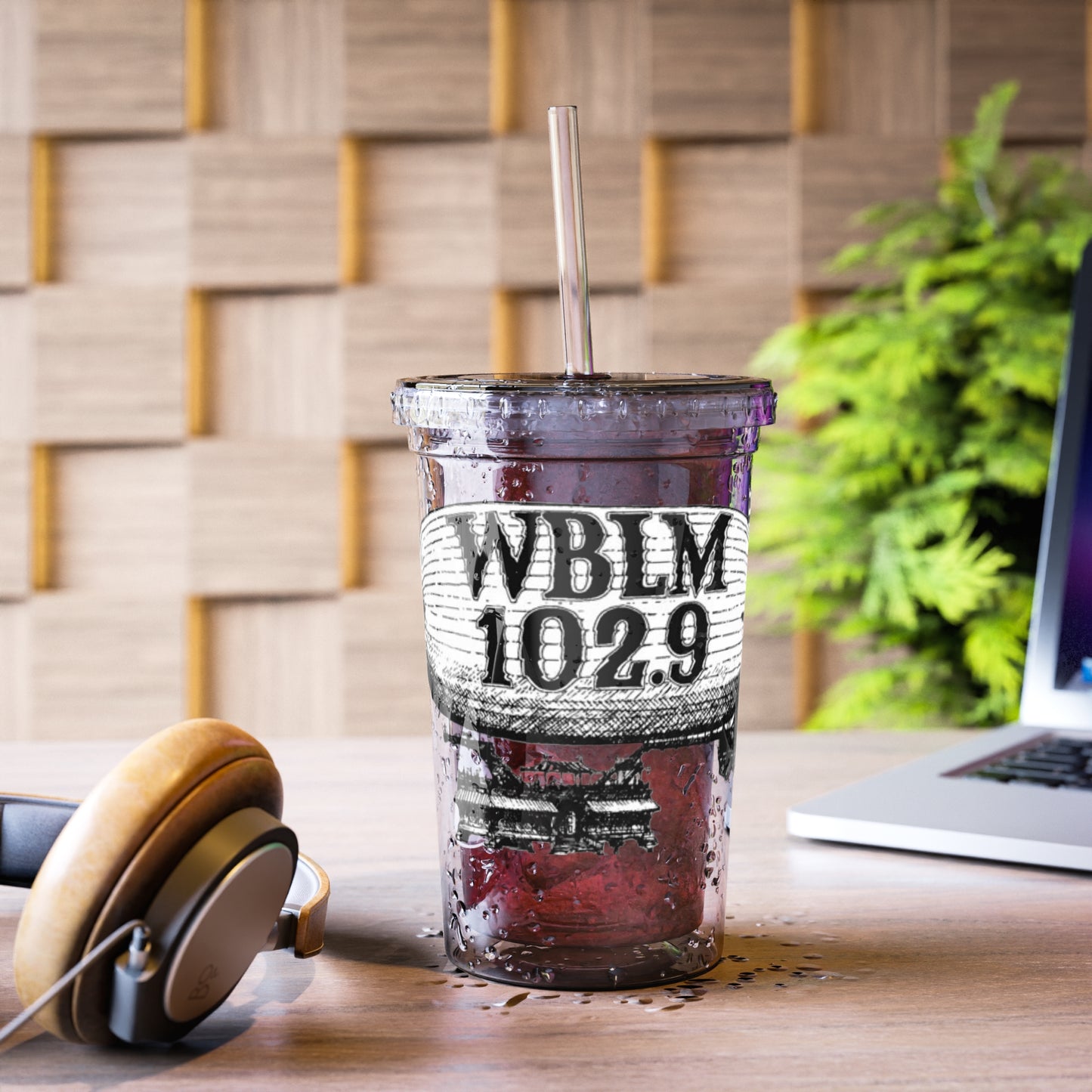 WBLM 102.9 Acrylic Tumbler with Straw – Vintage Airship Radio Logo