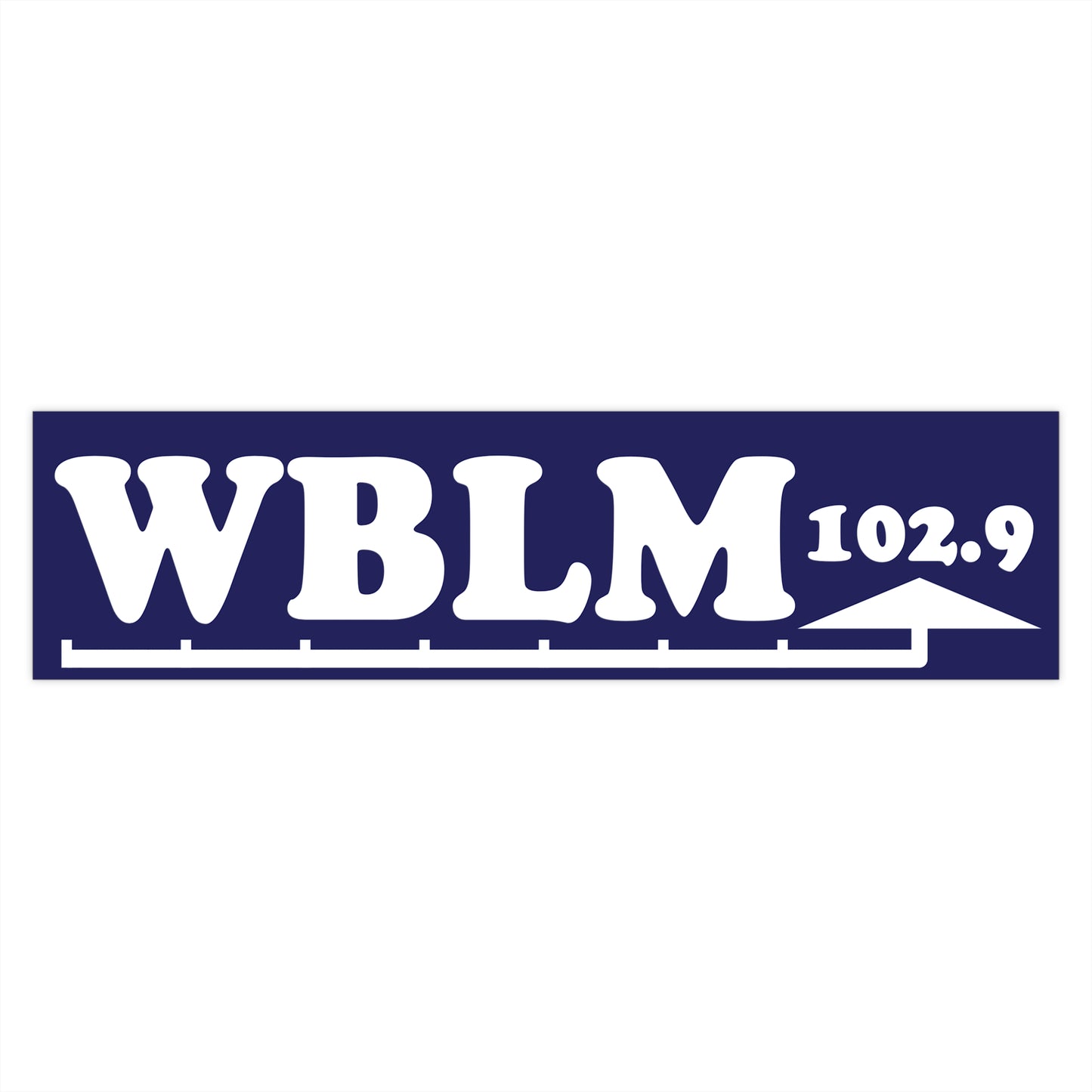 Classic Style WBLM 102.9 Bumper Sticker (White on Blue)