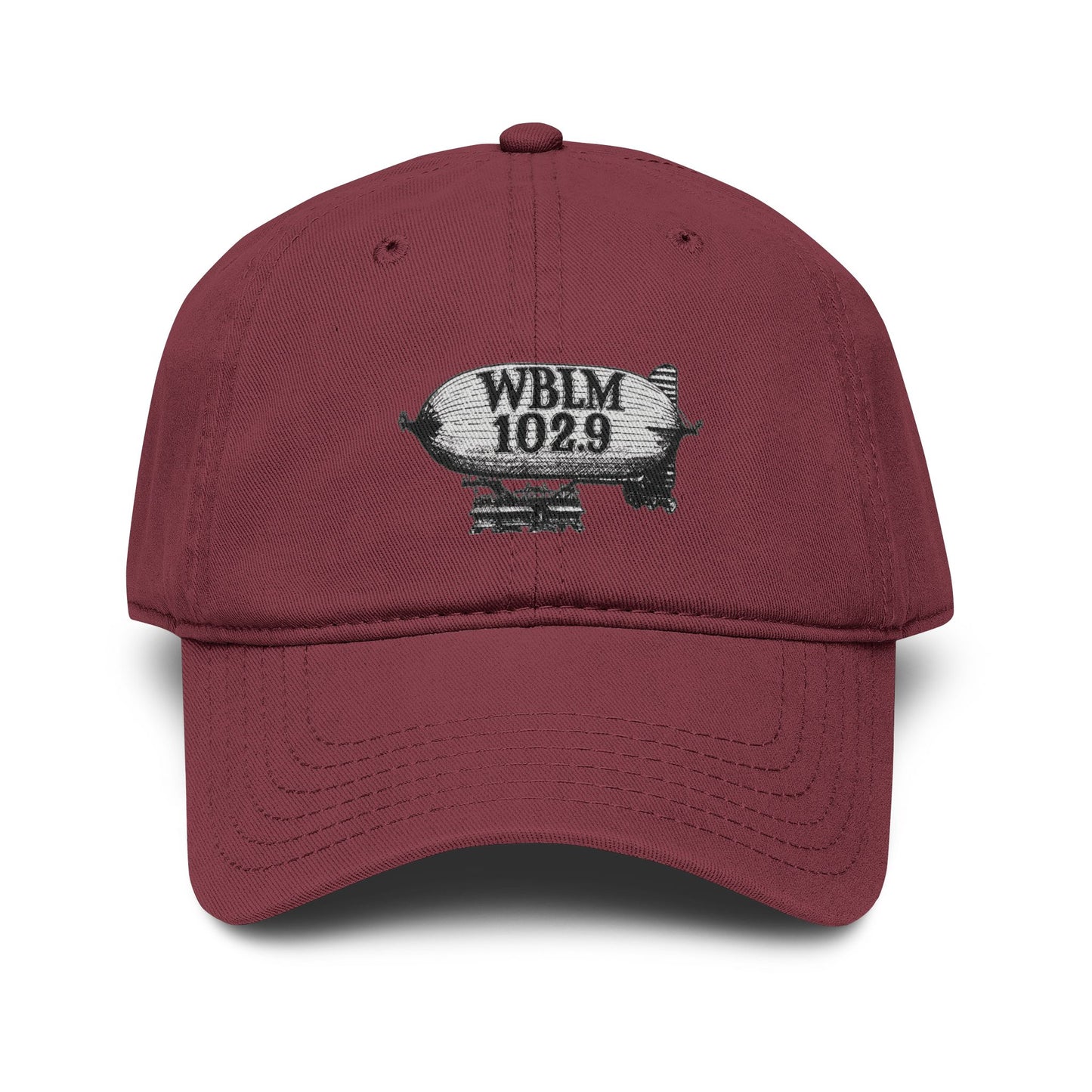 WBLM 102.9 Blimp Embroidered Baseball Cap — Vintage Radio Station Dad Hat