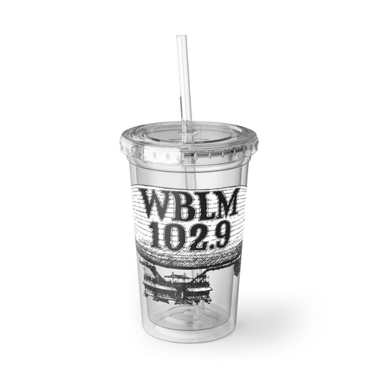 WBLM 102.9 Acrylic Tumbler with Straw – Vintage Airship Radio Logo