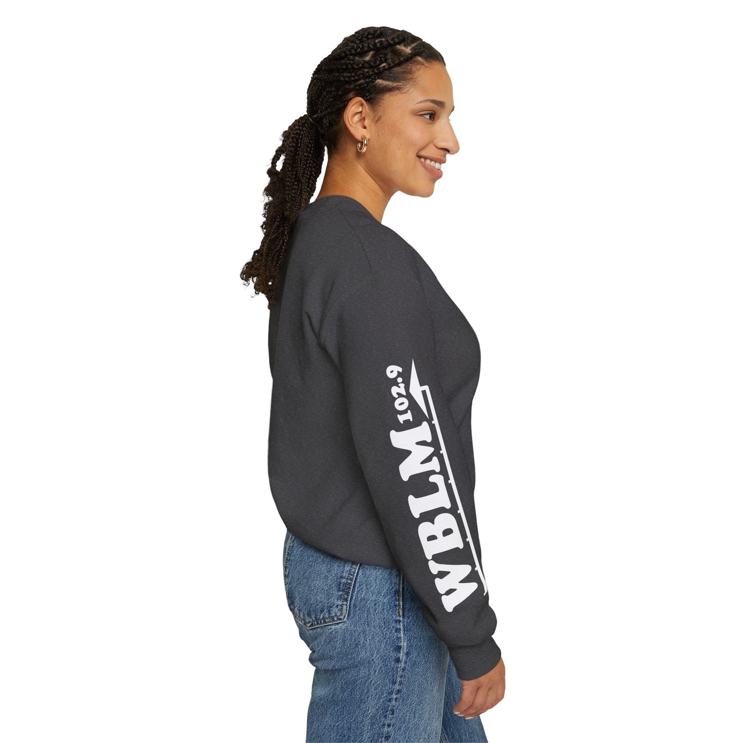 WBLM 102.9 Retro Radio Crewneck Sweatshirt With Radio Dial Sleeve