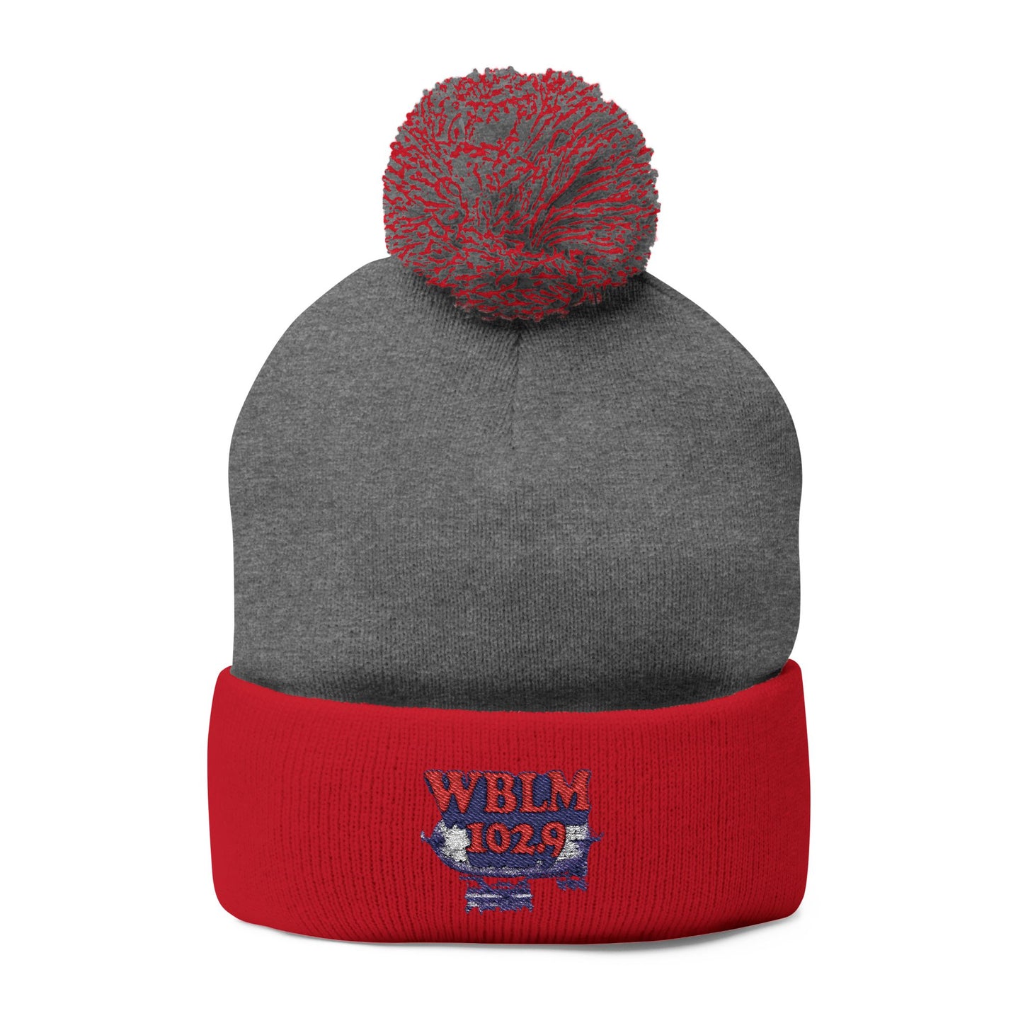 Embroidered Pom-Pom Knit Cap — WBLM 102.9 Radio Logo Beanie