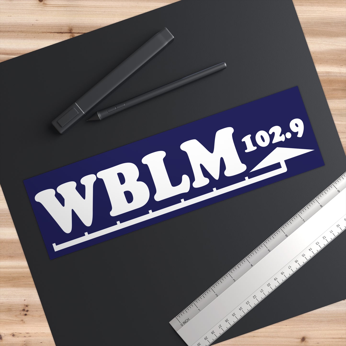 Classic Style WBLM 102.9 Bumper Sticker (White on Blue)