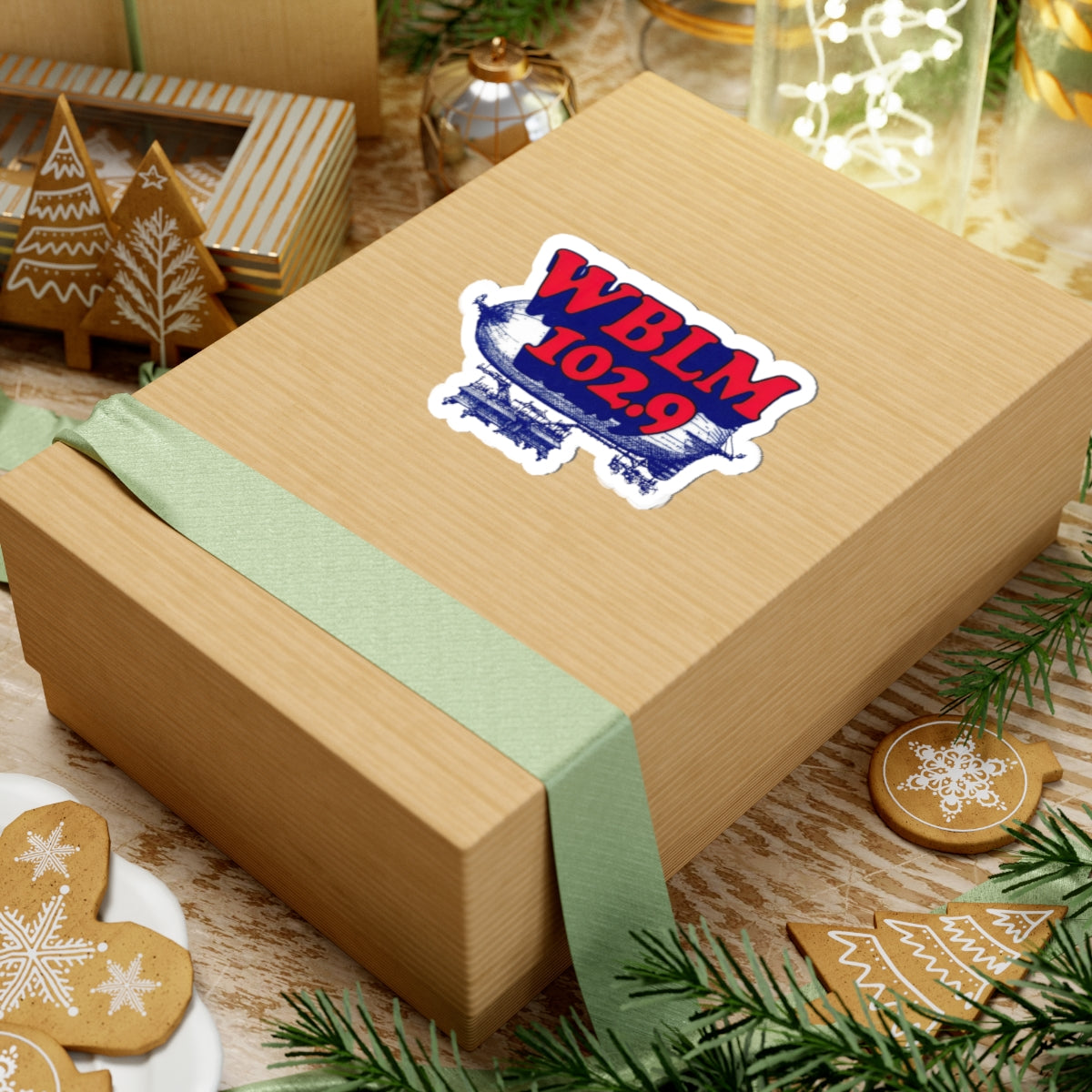 WBLM 102.9 Logo Kiss-Cut Stickers (Red Letter Logo With Blimp)