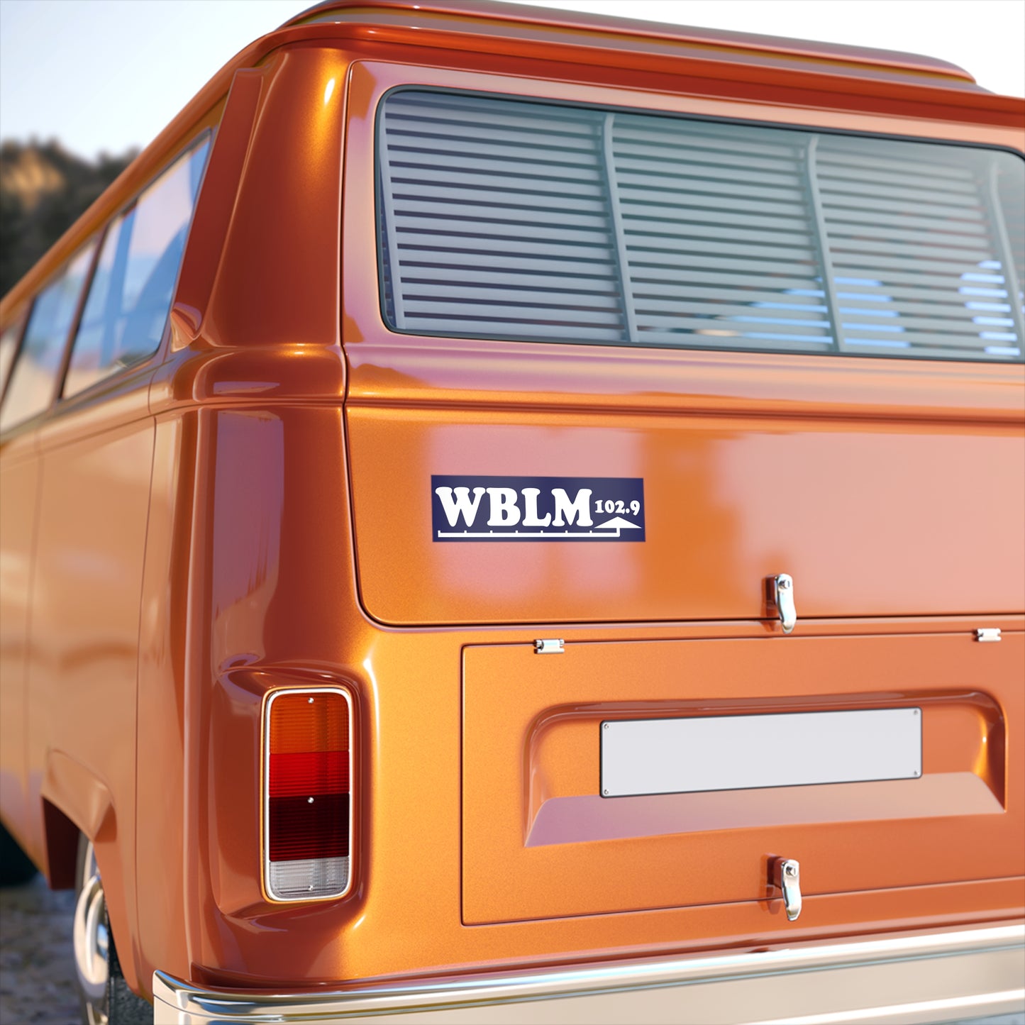Classic Style WBLM 102.9 Bumper Sticker (White on Blue)