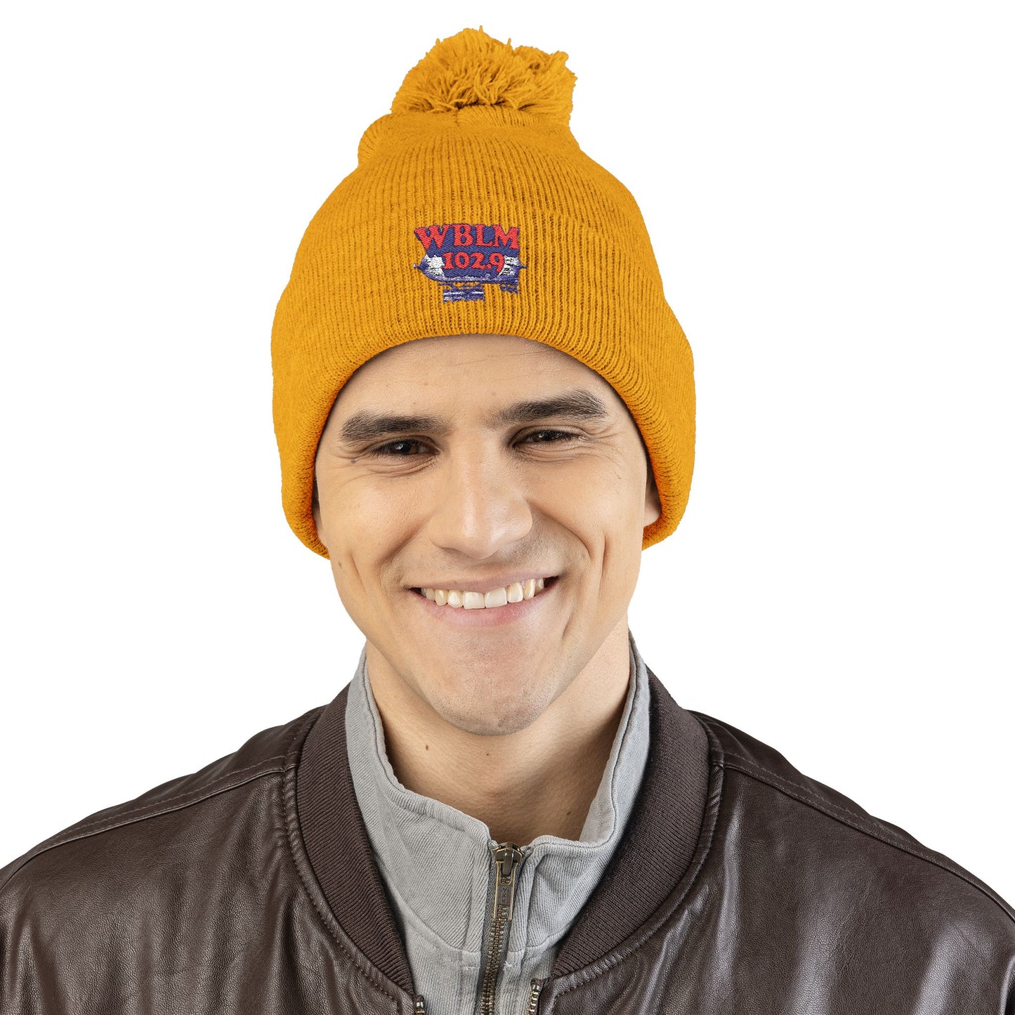 Embroidered Pom-Pom Knit Cap — WBLM 102.9 Radio Logo Beanie