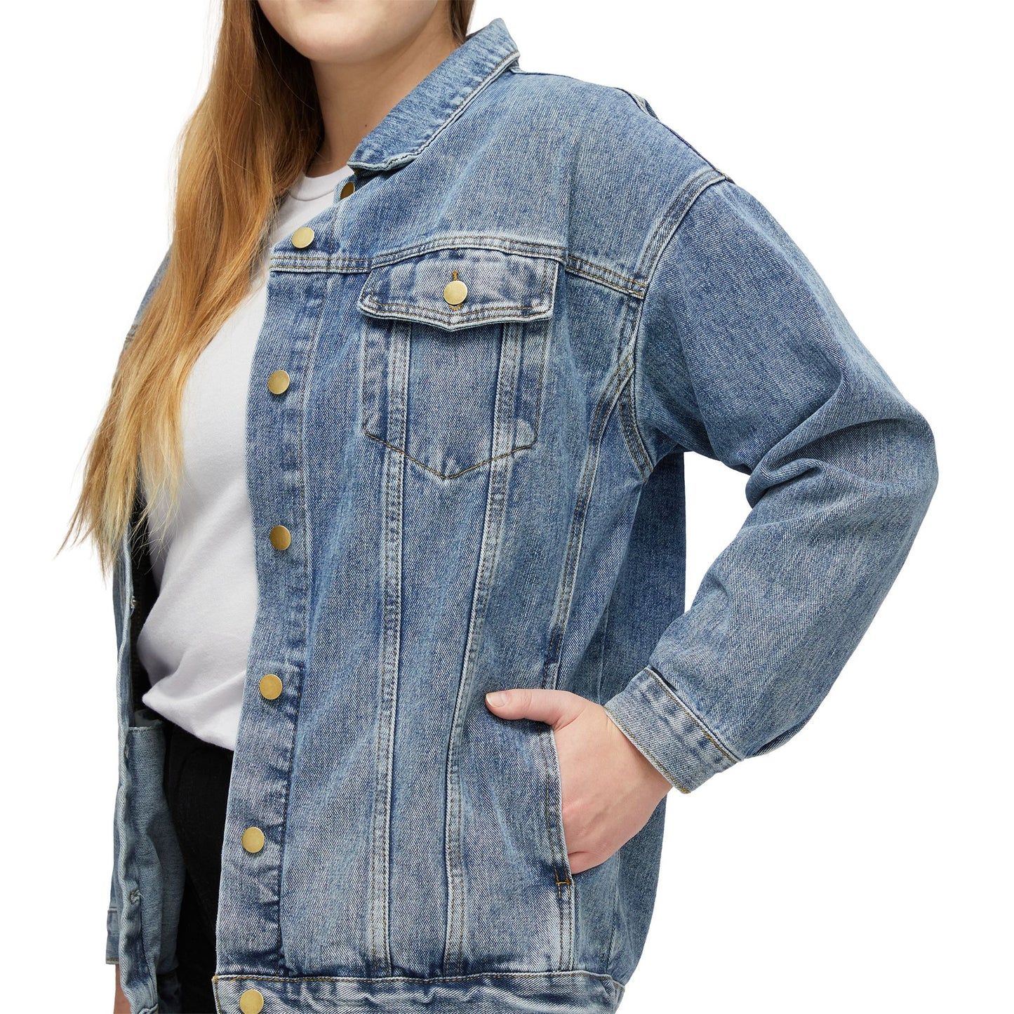 Women's Denim Jacket — Vintage WBLM 102.9 Blimp Logo Jacket