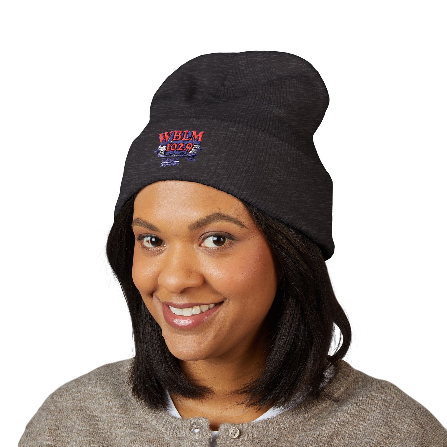 Embroidered WBLM 102.9 Cuffed Beanie — Radio Station Logo Knit Hat