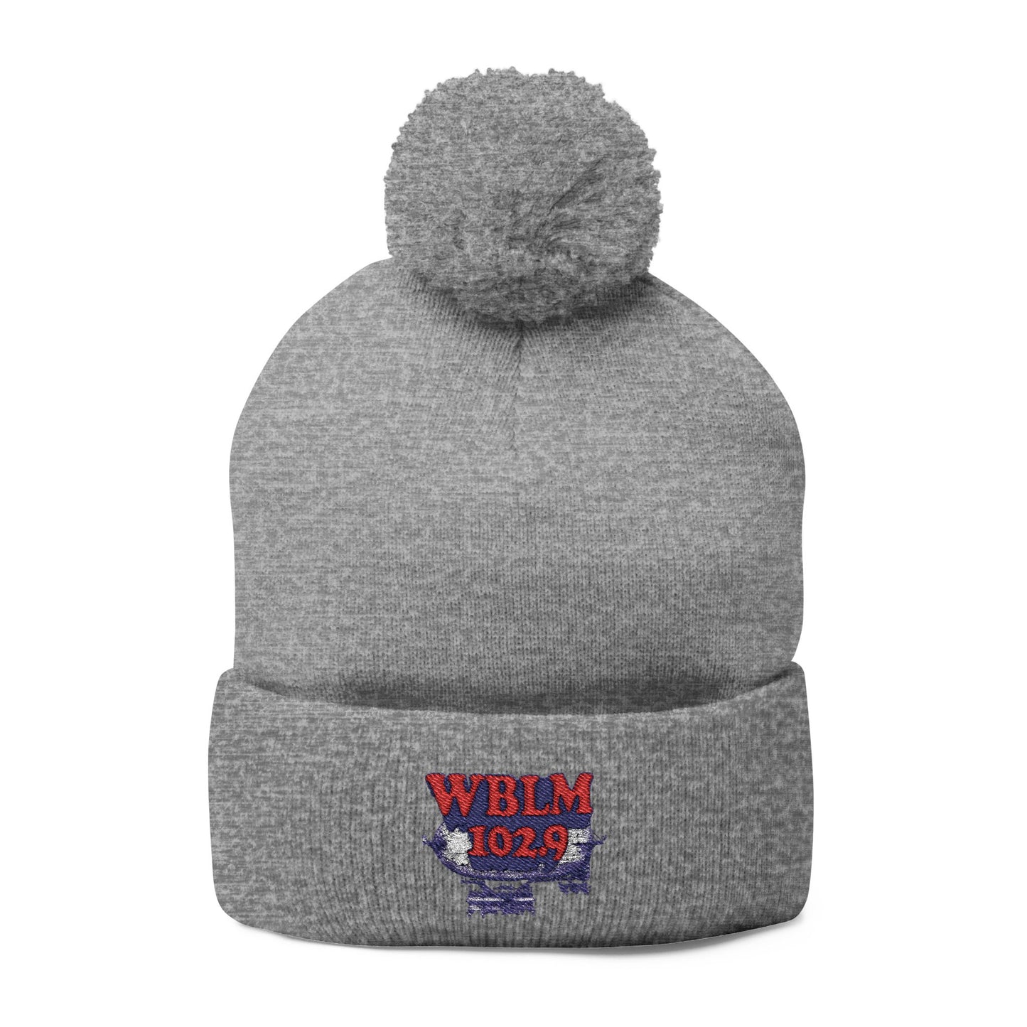 Embroidered Pom-Pom Knit Cap — WBLM 102.9 Radio Logo Beanie