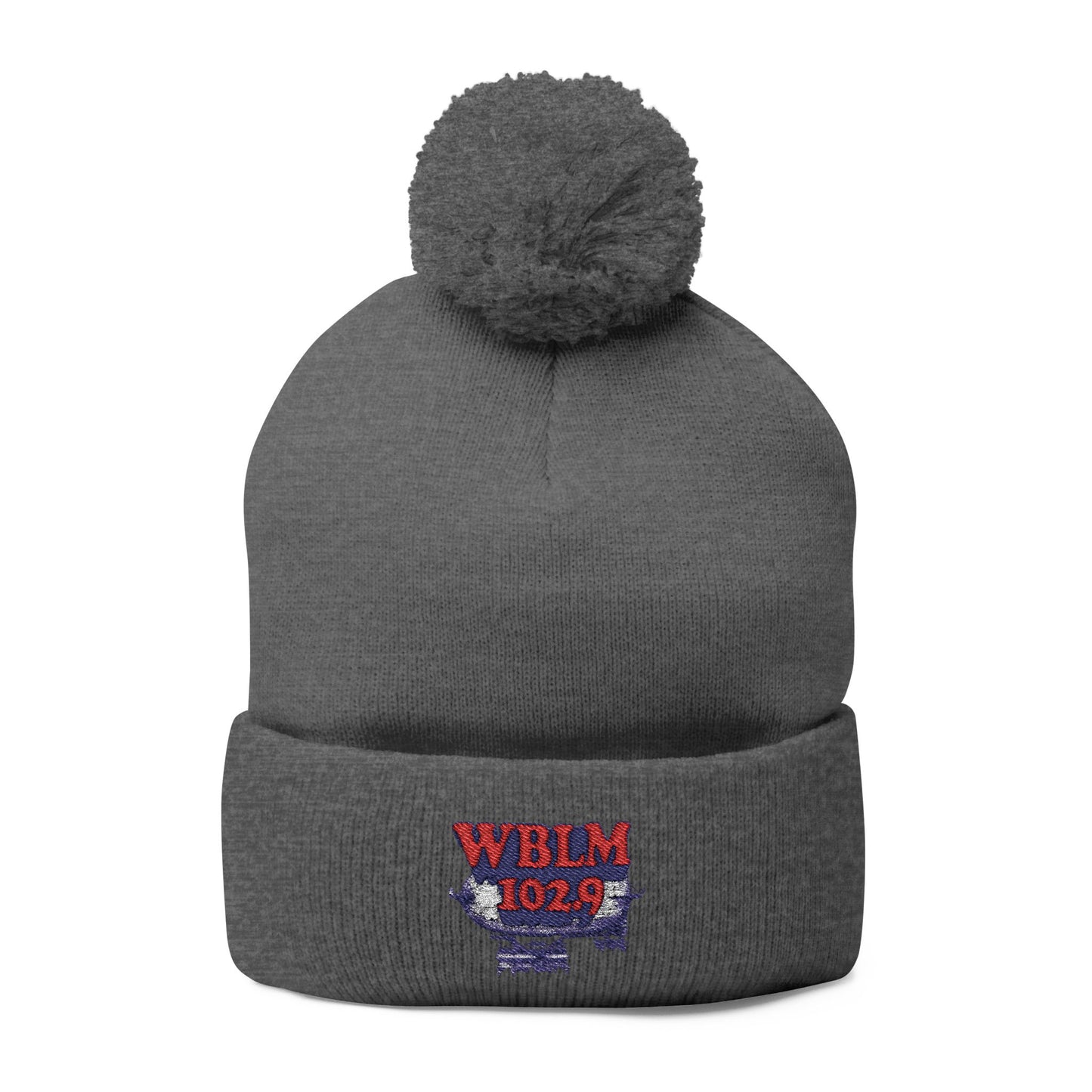 Embroidered Pom-Pom Knit Cap — WBLM 102.9 Radio Logo Beanie