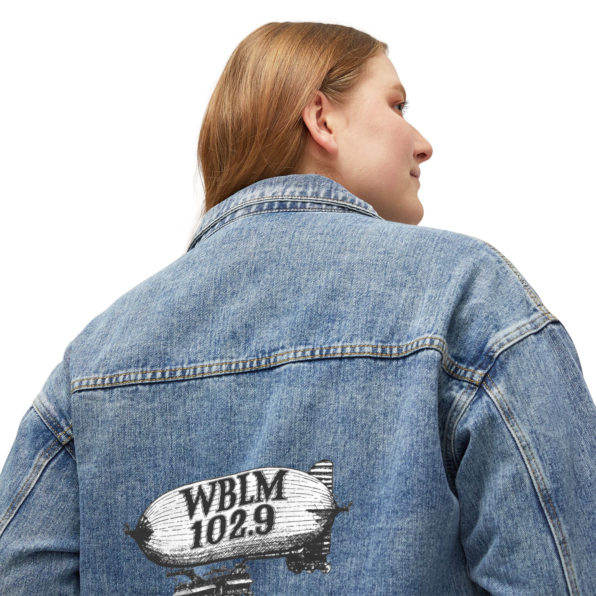 Women's Denim Jacket — Vintage WBLM 102.9 Blimp Logo Jacket