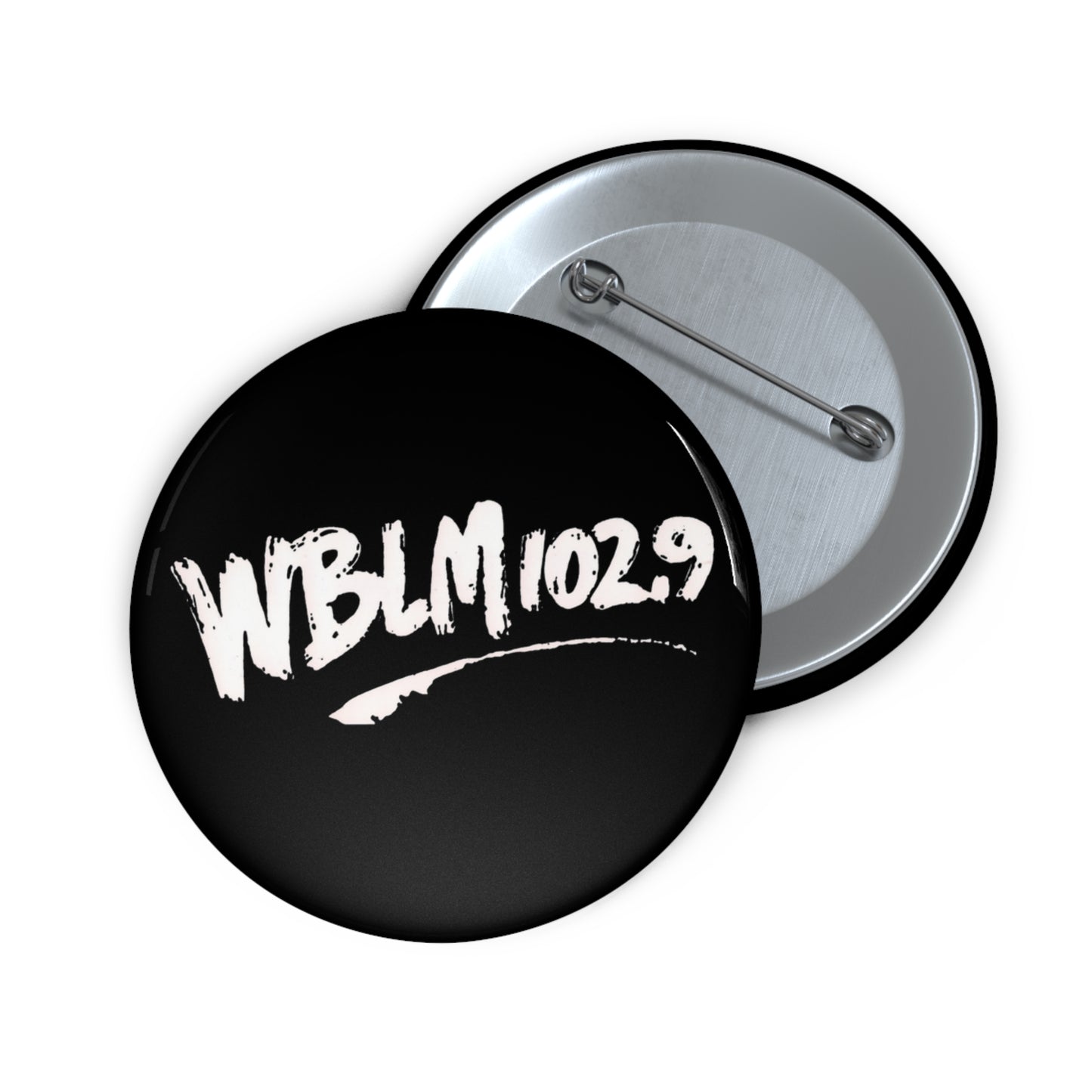 Custom Logo Pin Button — Black Band/Radio Badge (WBLM102 Style)