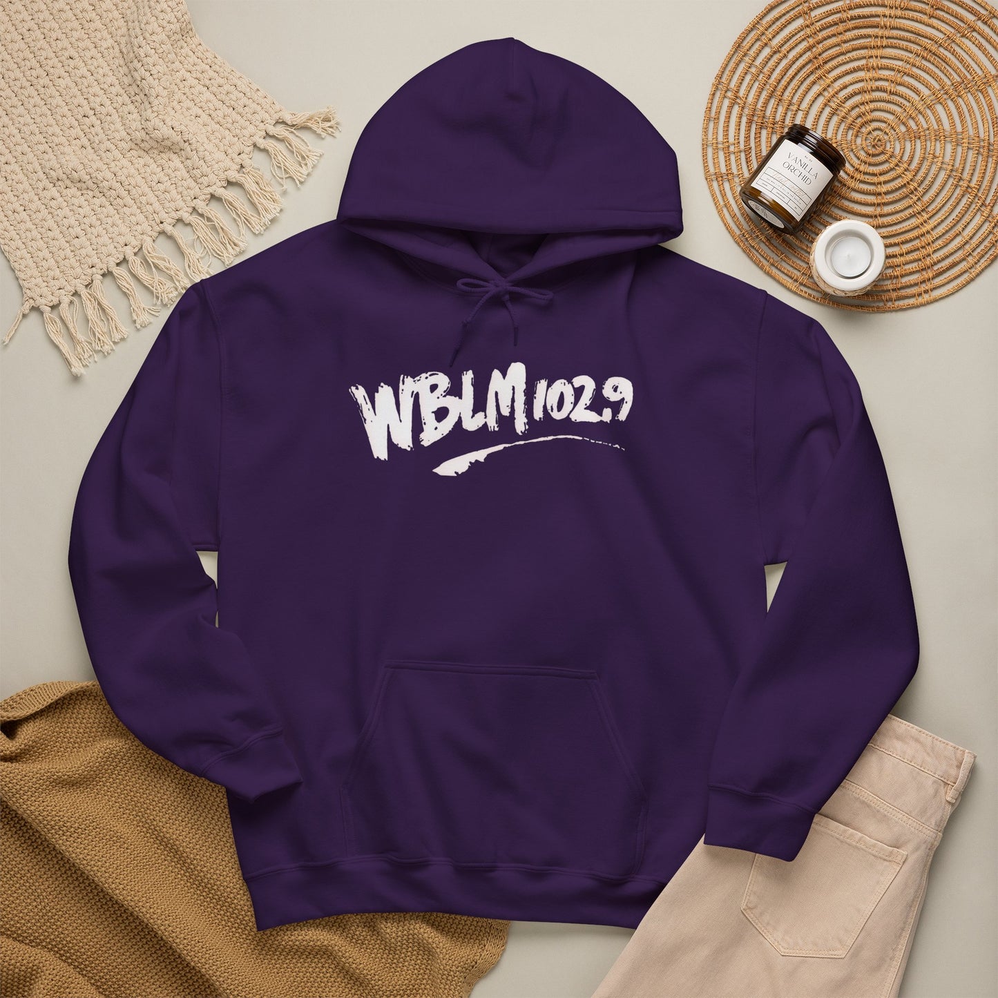 WBLM 102.9 Scrawl Logo Hoodie – Retro Radio Station Sweatshirt