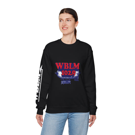 WBLM 102.9 Retro Radio Crewneck Sweatshirt With Radio Dial Sleeve