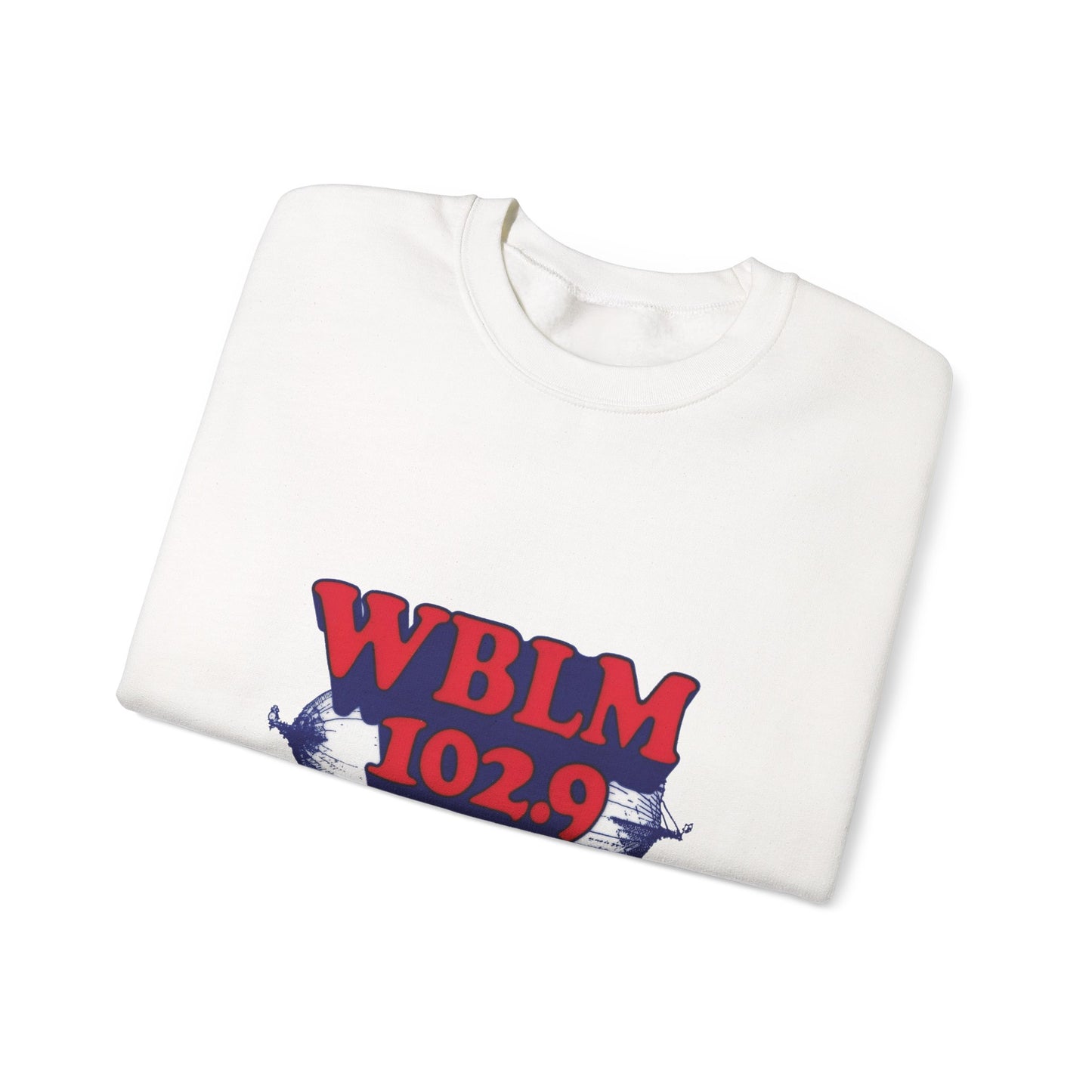 WBLM 102.9 Retro Radio Crewneck Sweatshirt With Radio Dial Sleeve