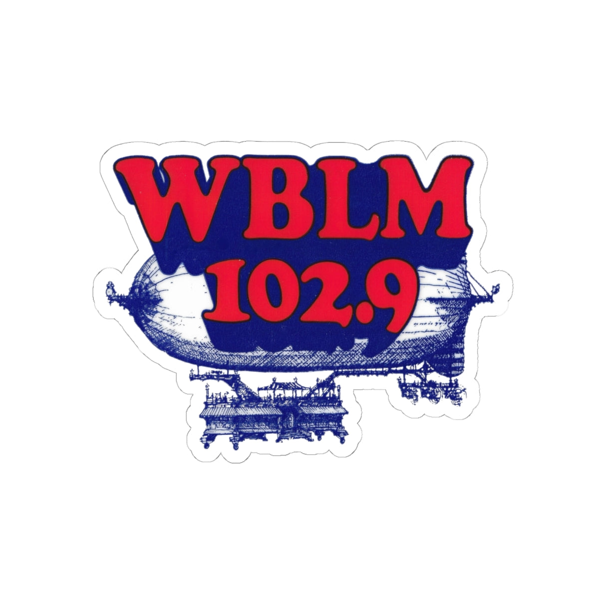 WBLM 102.9 Logo Kiss-Cut Stickers (Red Letter Logo With Blimp)