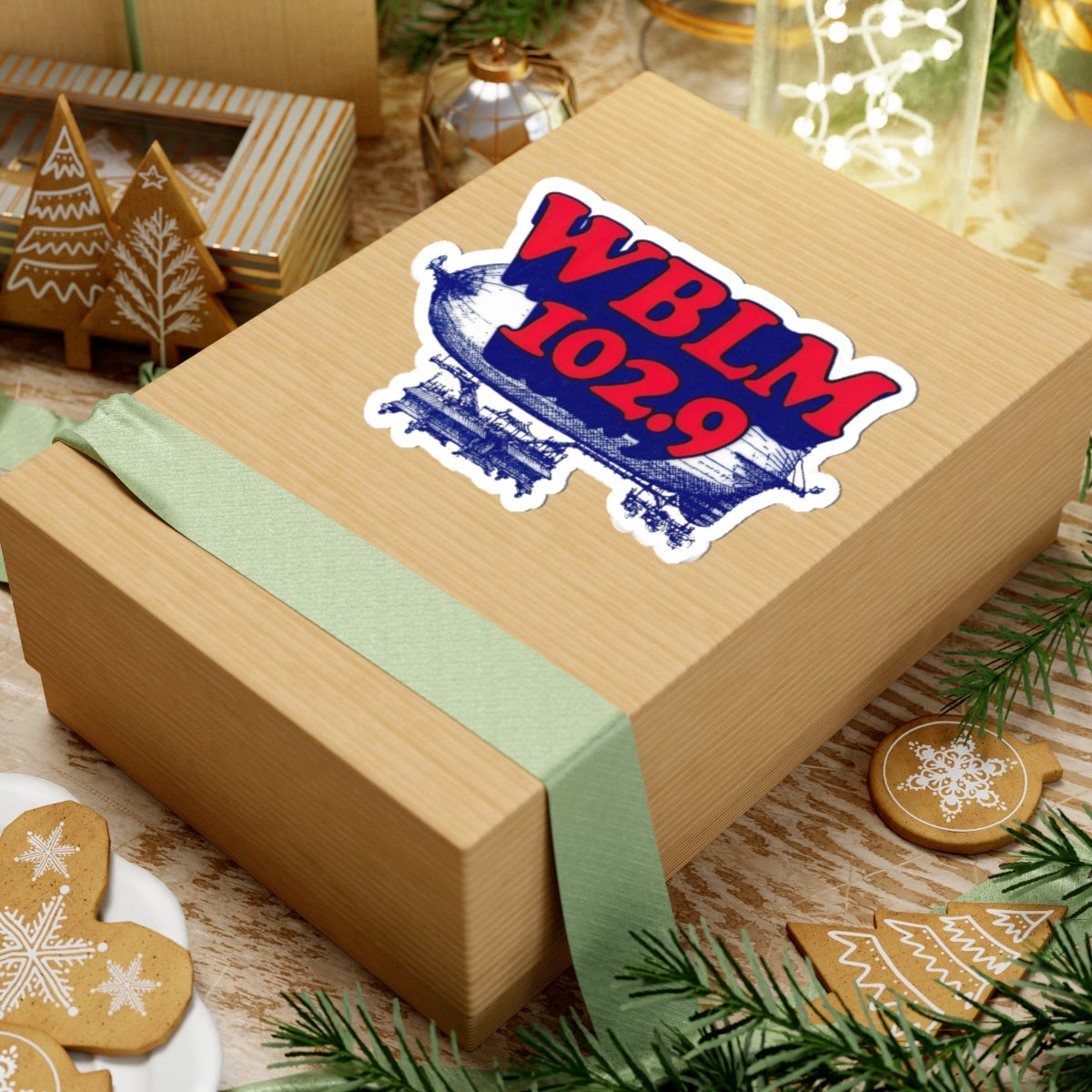 WBLM 102.9 Logo Kiss-Cut Stickers (Red Letter Logo With Blimp)