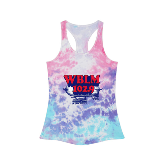 WBLM 102.9 Tie-Dye Racerback Tank Top – Pastel Pink & Aqua Radio Logo